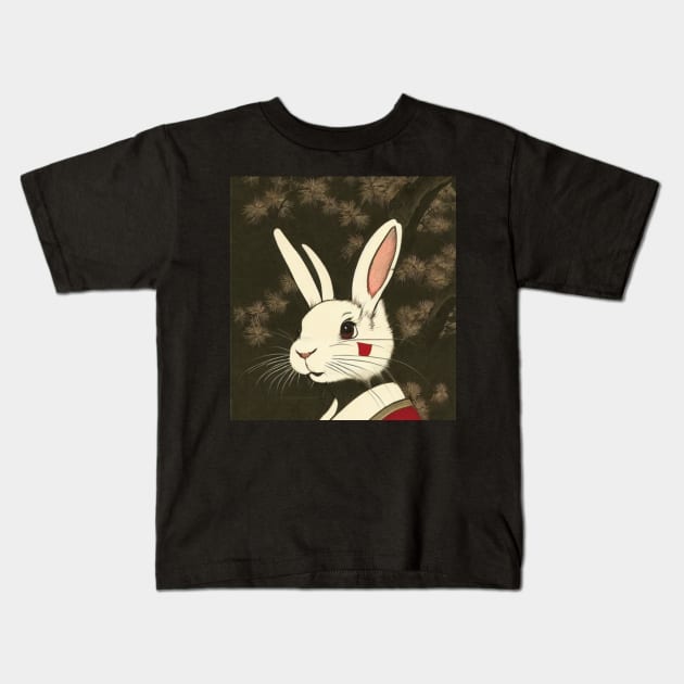 Japanese Samurai Warrior of the Mini Rex Rabbit Kids T-Shirt by wigobun